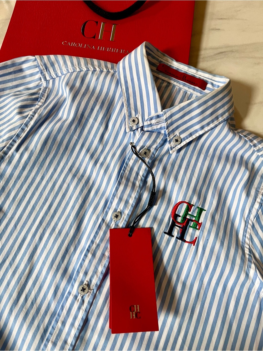 Carolina Herrera Kids Blue & White Striped Button-Down Shirt